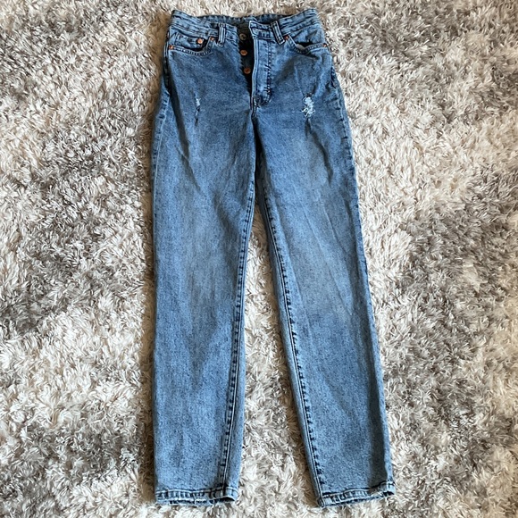 H&M Denim - H&M Mom Jeans High-Waisted Blue Jeans